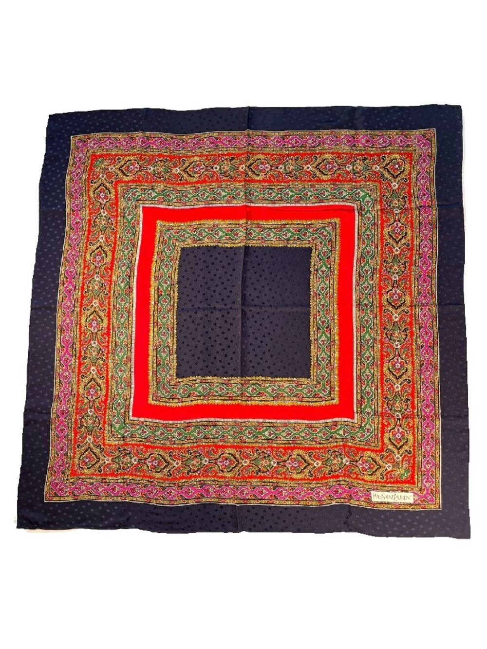 Vintage Yves Saint Laurent Silk Scarf – 34" x 34" (86 cm)